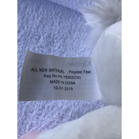 Kinder White Unicorn Plush Pink Bandana with White Stars Stuffed 12" - Picture 5 of 6